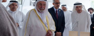 سمو الشيخ سلطان بن محمد القاسمي حاكم الشارقة والمدير العام للالكسو يفتتاحان مؤسسة الشارقة للفنون